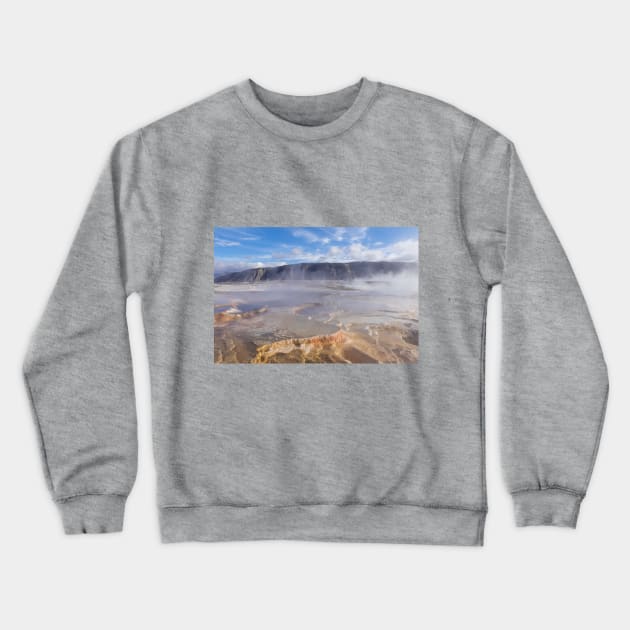 Steaming Colorful Landscape in Yellowstone Crewneck Sweatshirt by SafariByMarisa